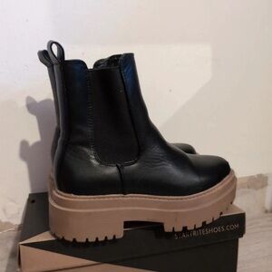 Primark Black Ankle Boots with Tan Soles
